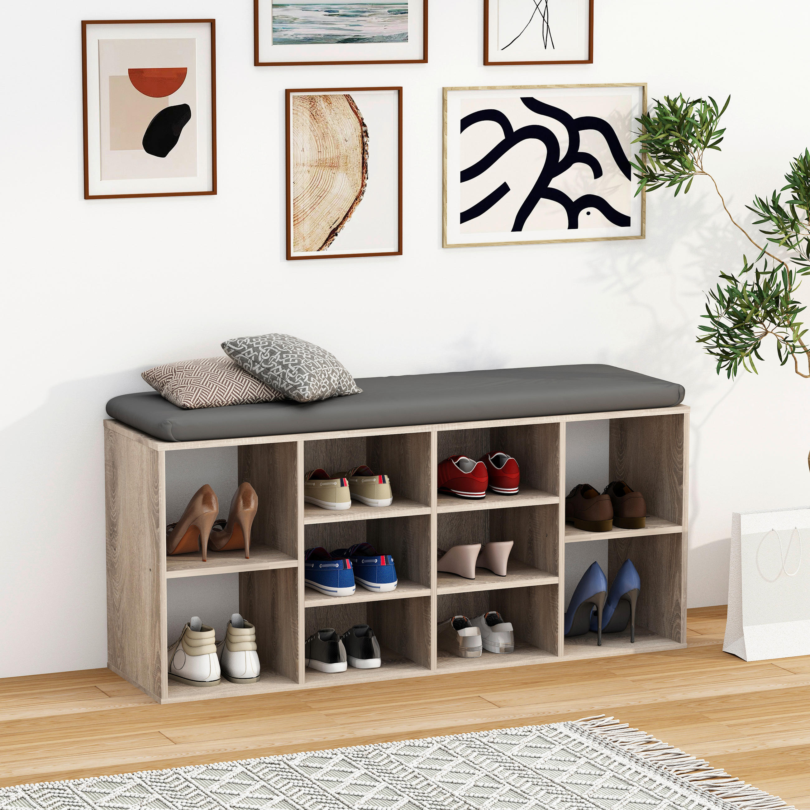 SCHUHBANK Sonoma Eiche  - Anthrazit/Sonoma Eiche, Design, Kunststoff (104/50/30cm) - MID.YOU