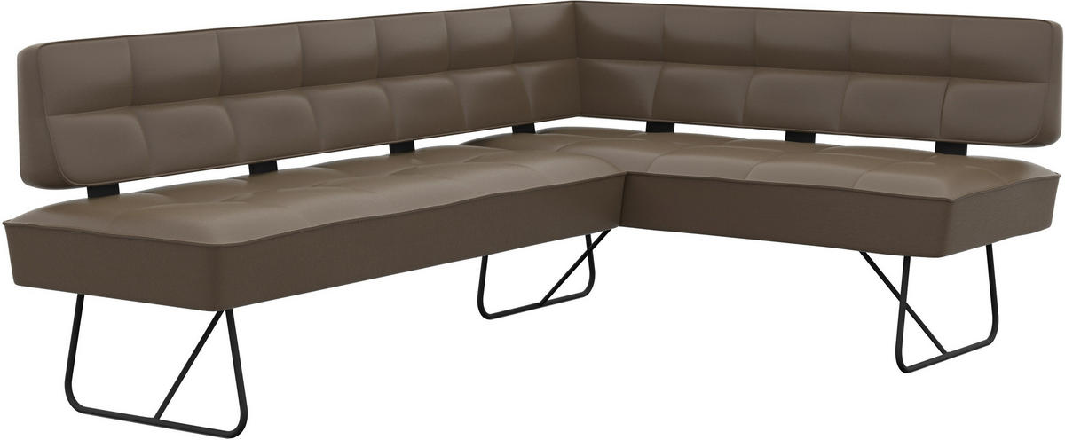 ECKBANK 207/165 cm Echtleder Grau   - Schwarz/Grau, Design, Leder/Metall (207/165cm) - Moderano