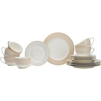 KAFFEESERVICE Weiß, Beige Geo 18-teilig  - Beige/Weiß, KONVENTIONELL, Keramik (28/18/22cm) - Ritzenhoff Breker