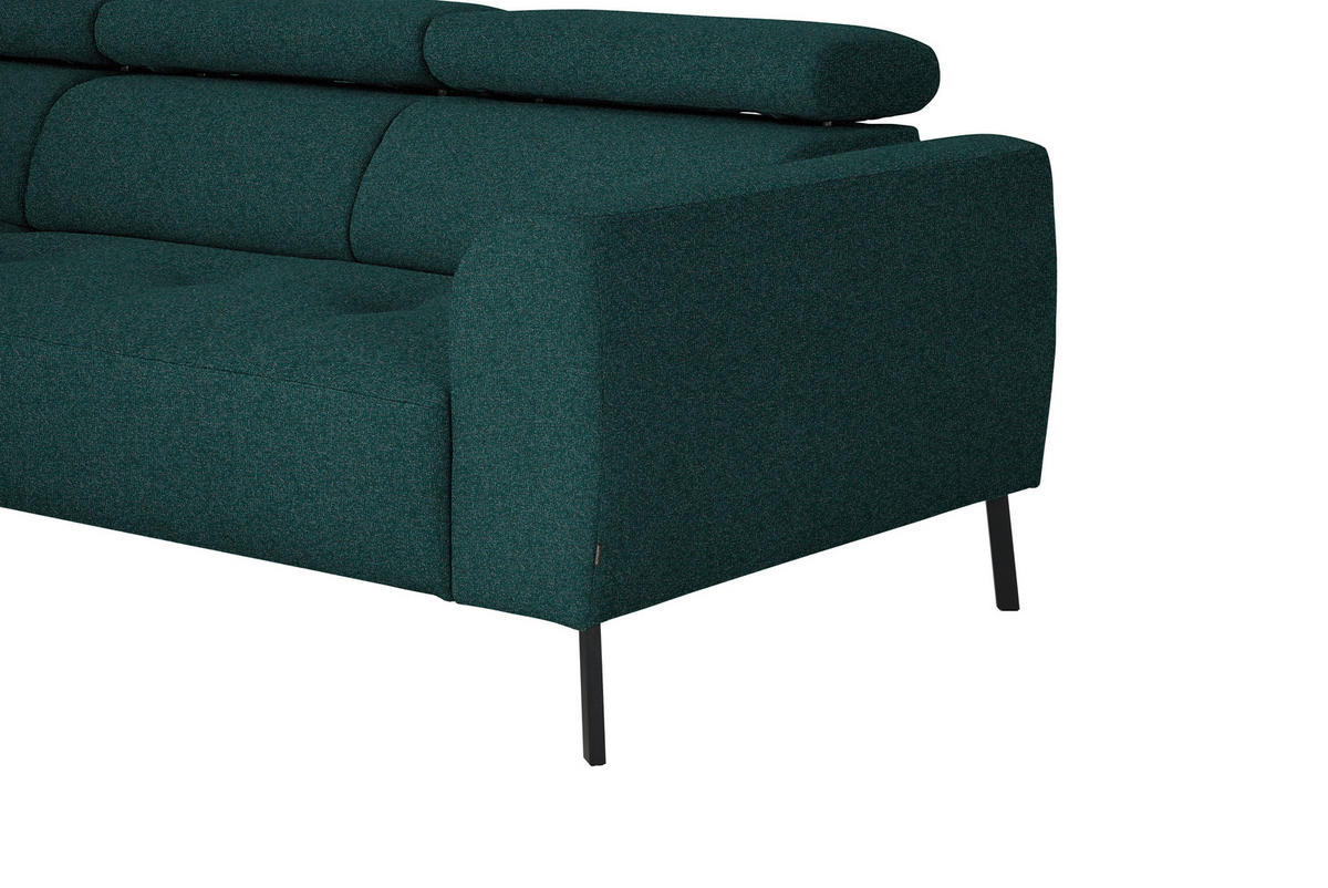 ECKSOFA in Struktur Petrol  205/280 cm  - Petrol/Schwarz, Design, Textil/Metall (205/280cm) - Xora