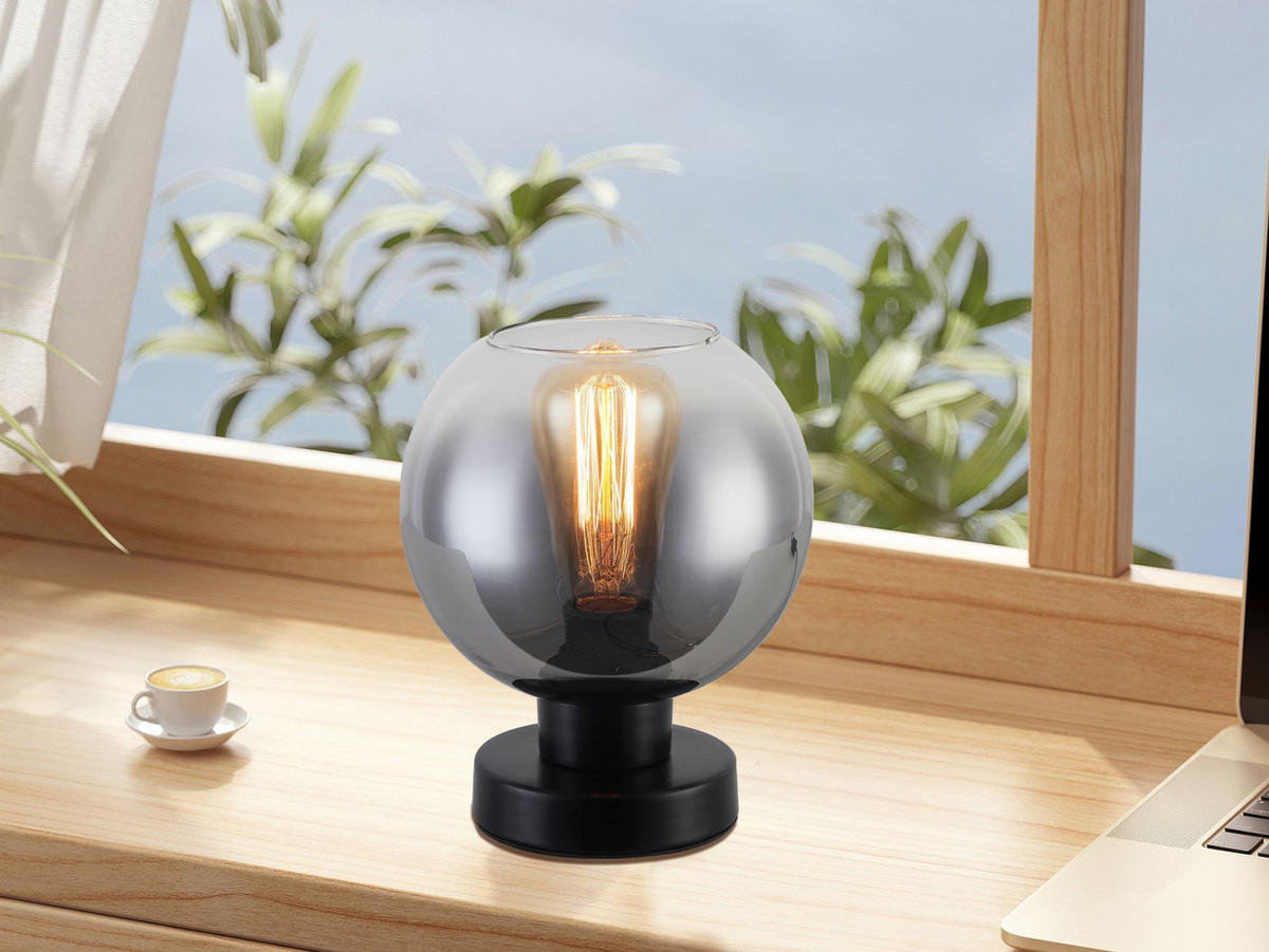 STOLNÁ LAMPA, E27, 18/21 cm  - antracitová/chrómová, Lifestyle, kov/sklo (18/21cm) - Dieter Knoll