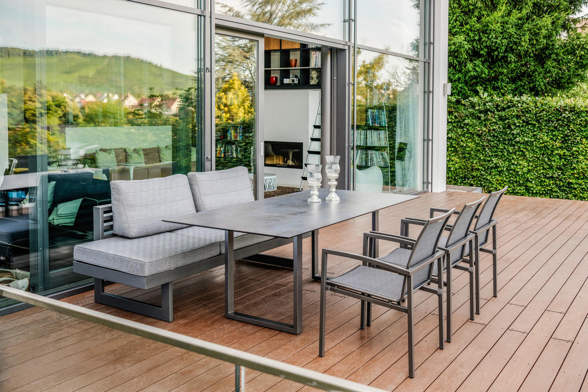 GARTENTISCH 160/90/73 cm Metall, Kunststoff rechteckig  - Edelstahlfarben/Dunkelgrau, Design, Kunststoff/Metall (160/90/73cm) - Stern