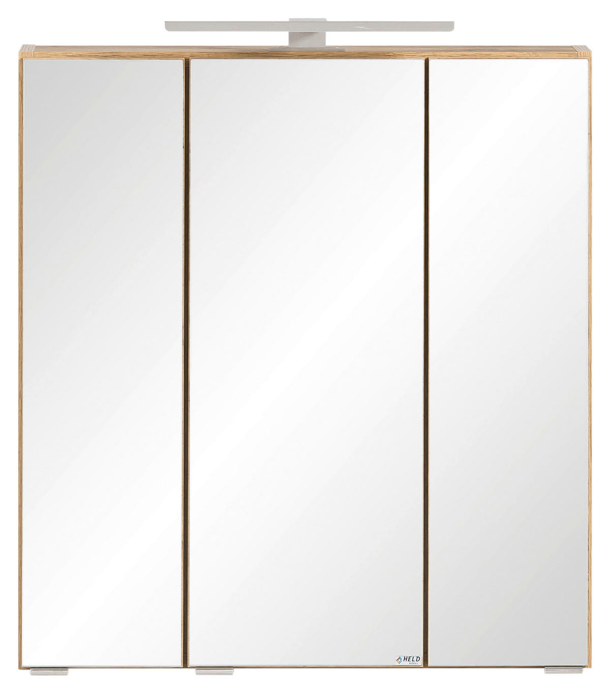 SPIEGELSCHRANK 60/64/20 cm  - Edelstahlfarben/Eiche Wotan, MODERN, Glas/Holzwerkstoff (60/64/20cm) - Held