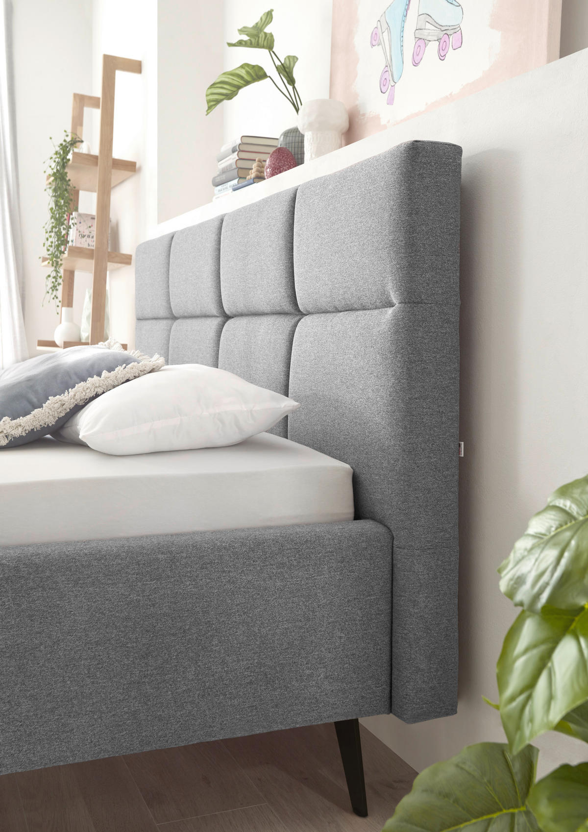 POLSTERBETT 140/200 cm  in Hellgrau  - Hellgrau/Schwarz, KONVENTIONELL, Textil/Metall (140/200cm) - SetOne by Musterring