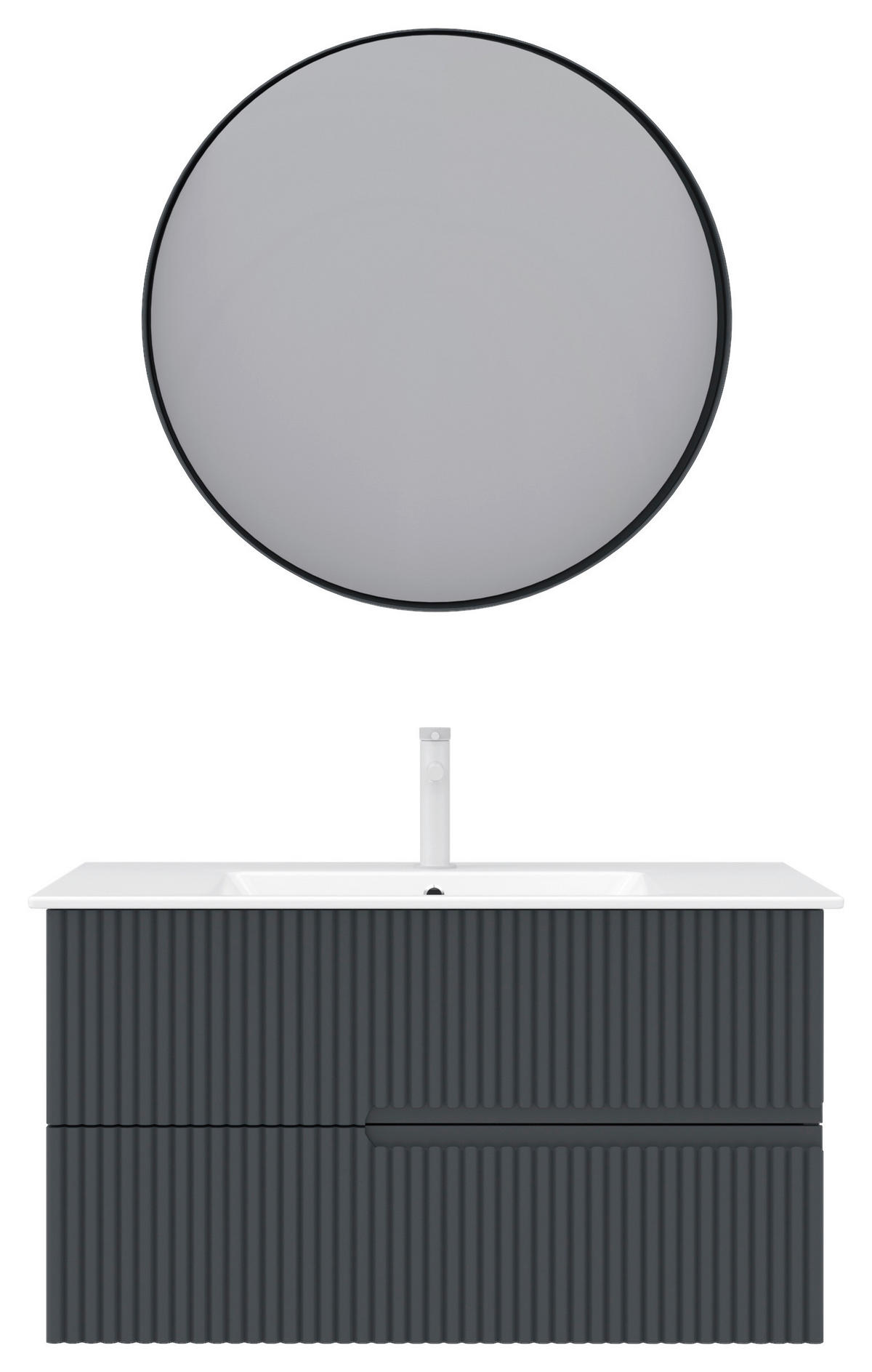BADEZIMMER 3-teilig  in  - Weiß Hochglanz/Anthrazit, MODERN, Keramik/Holzwerkstoff (91/126/51cm) - MID.YOU