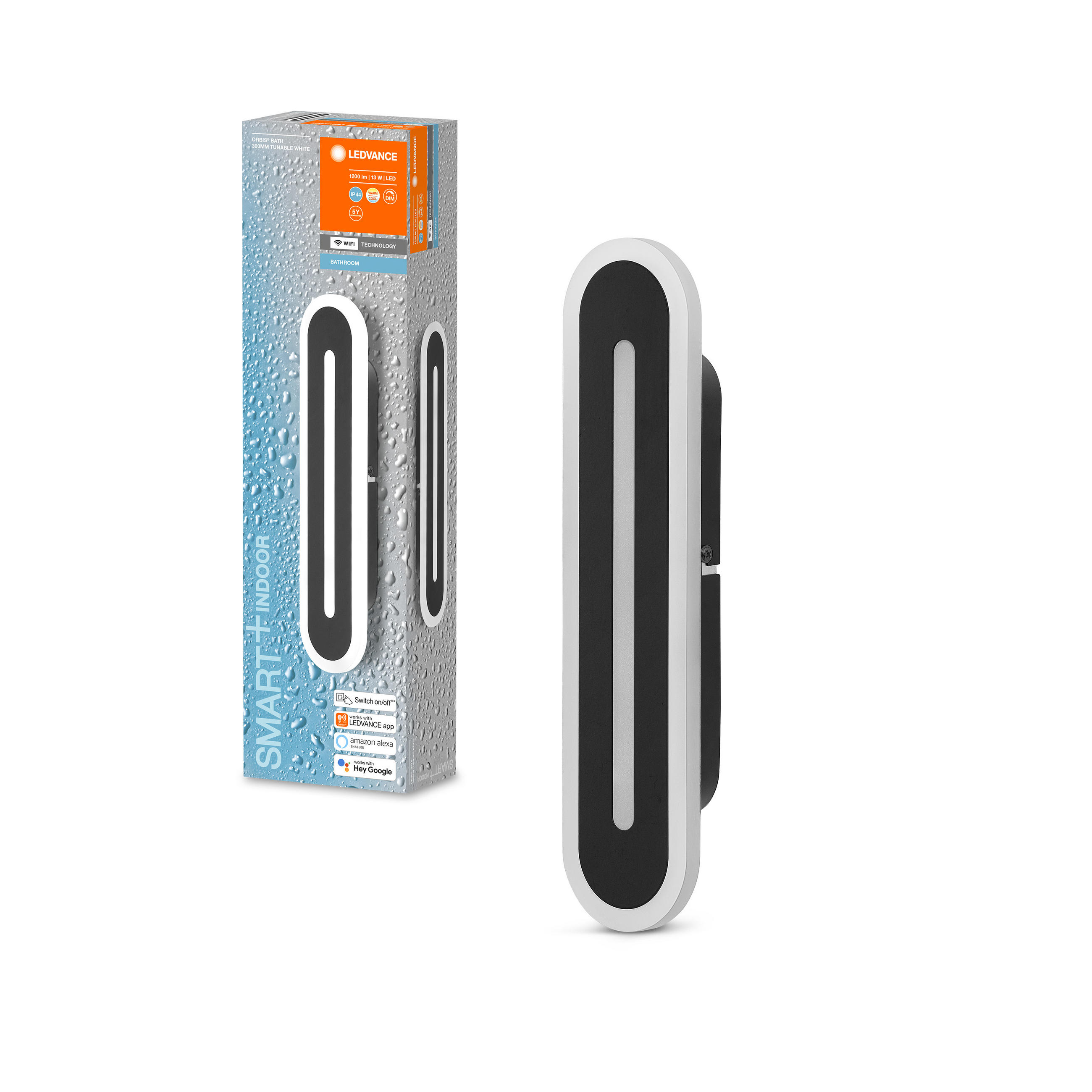 SPIEGELLEUCHTE Smart Wifi Orbis Bath 30/7/5 cm   - Schwarz, Design, Metall (30/7/5cm) - Ledvance