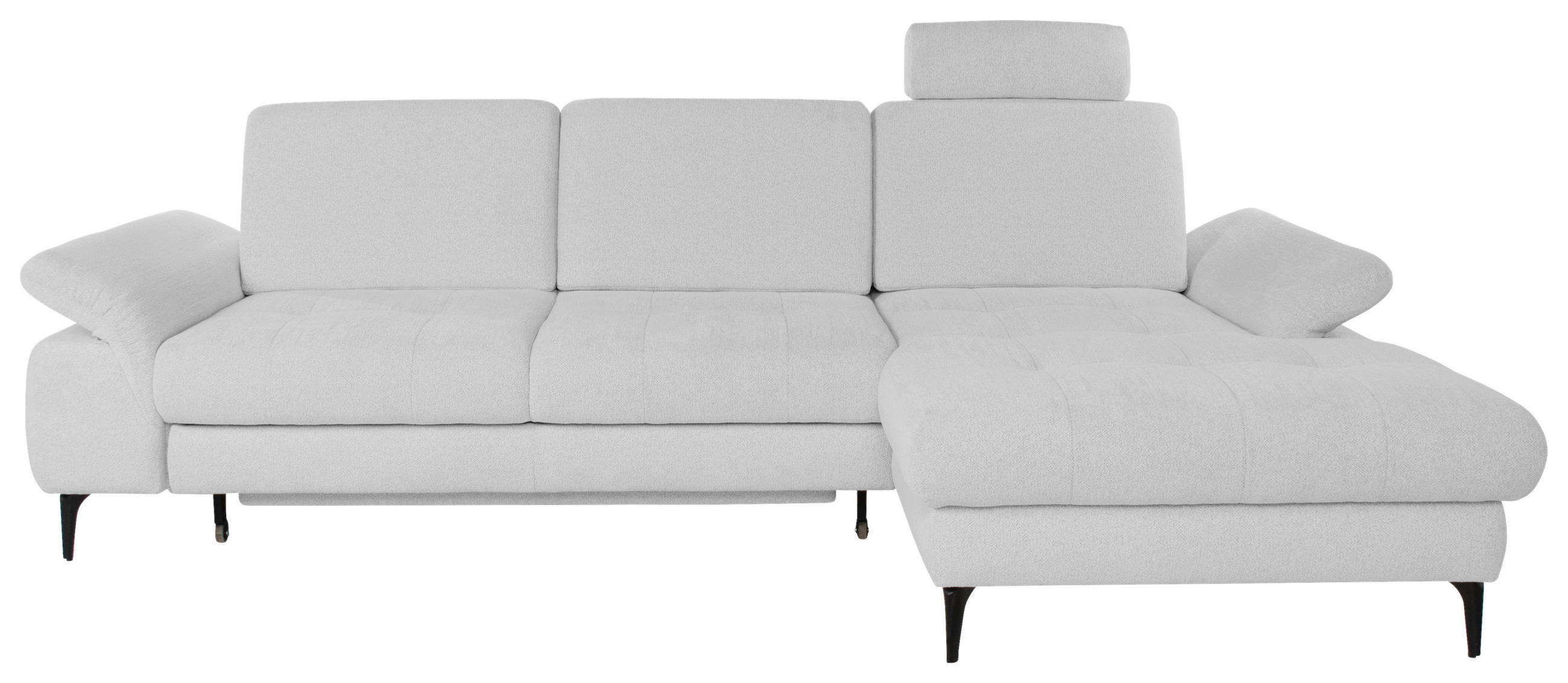 ECKSOFA ALMA in Chenille Hellgrau  285/191 cm  - Hellgrau/Schwarz, Design, Textil/Metall (285/191cm) - Livetastic