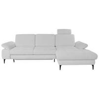 ECKSOFA ALMA in Chenille Hellgrau  285/191 cm  - Hellgrau/Schwarz, Design, Textil/Metall (285/191cm) - Livetastic
