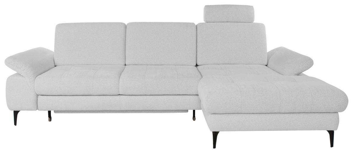 ECKSOFA ALMA in Chenille Hellgrau  285/191 cm  - Hellgrau/Schwarz, Design, Textil/Metall (285/191cm) - Livetastic