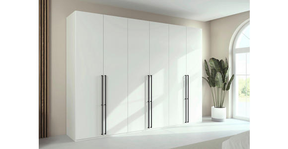 DREHTÜRENSCHRANK 301/223/61 cm,  in Weiß, 6-türig  - Schwarz/Weiß, Basics, Holzwerkstoff/Metall (301/223/61cm) - Novel