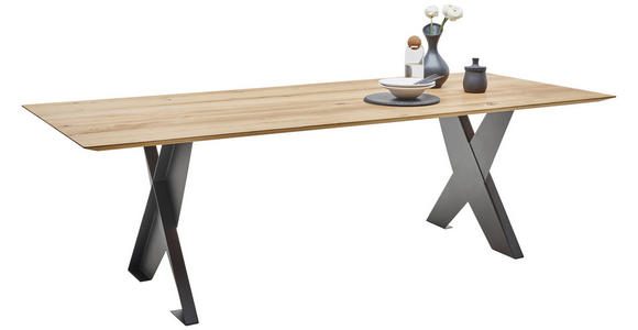 ESSTISCH Eiche massiv rechteckig Eichefarben  - Eichefarben/Anthrazit, Design, Holz/Metall (240/100/75cm) - Dieter Knoll