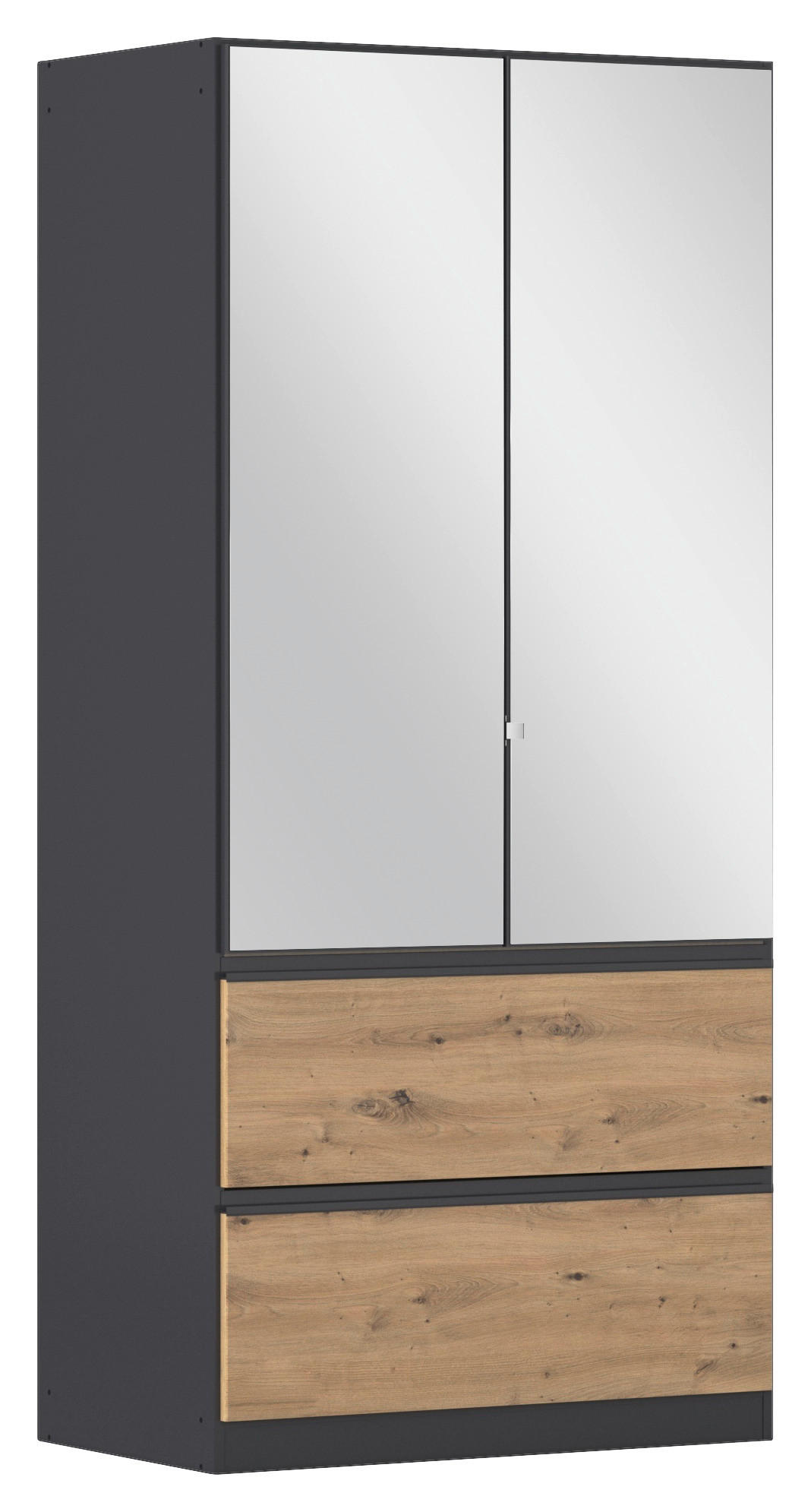 Rauch Möbel Drehtürenschrank Grau, Eiche Artisan 91x197x54 cm