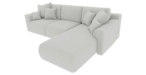 ECKSOFA in Velours Hellgrau  - Chromfarben/Hellgrau, KONVENTIONELL, Kunststoff/Textil (293/195cm) - Carryhome