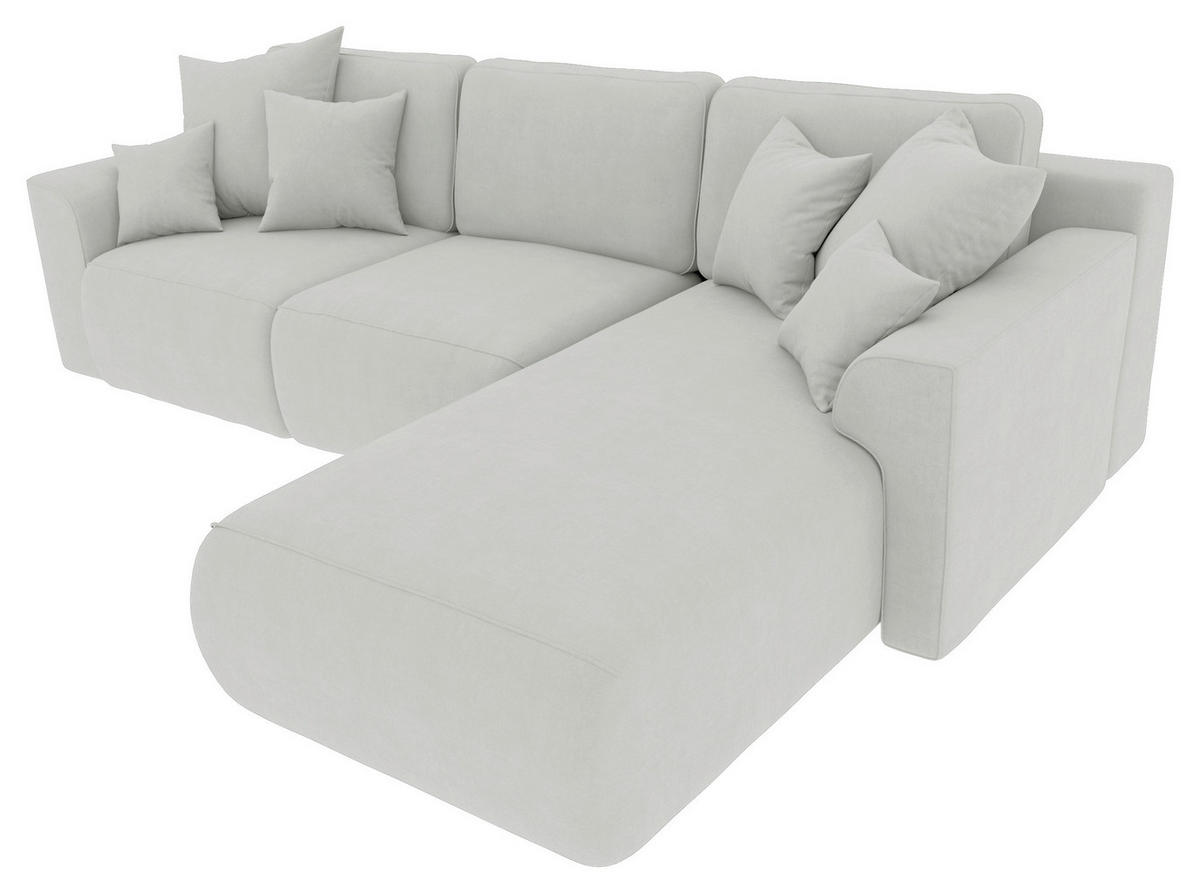 ECKSOFA in Velours Hellgrau  293/195 cm  - Chromfarben/Hellgrau, KONVENTIONELL, Kunststoff/Textil (293/195cm) - Carryhome