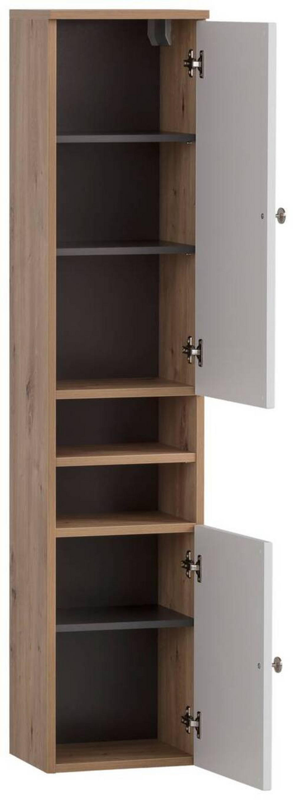 MIDISCHRANK 30,3/138,3/25,4 cm  - Weiß/Eiche Artisan, Basics, Holzwerkstoff/Metall (30,3/138,3/25,4cm) - Stylife