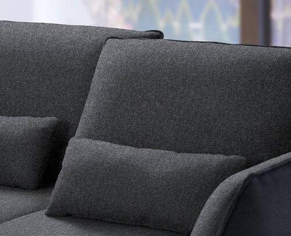 ECKSOFA in Flachgewebe Anthrazit  - Anthrazit/Schwarz, Design, Textil/Metall (250/310cm) - Moderano