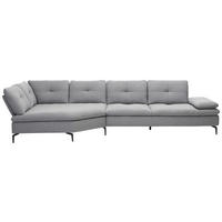ECKSOFA Hellgrau Flachgewebe  - Hellgrau/Schwarz, Design, Textil/Metall (159/344cm) - Chilliano
