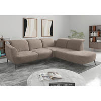 ECKSOFA ZOE E in Chenille Cappuccino  300/267 cm  - Schwarz/Cappuccino, KONVENTIONELL, Textil/Metall (300/267cm) - Sit & More