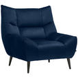 SESSEL in Mikrofaser Dunkelblau  - Schwarz/Dunkelblau, Design, Textil/Metall (100/104/99cm) - Xora