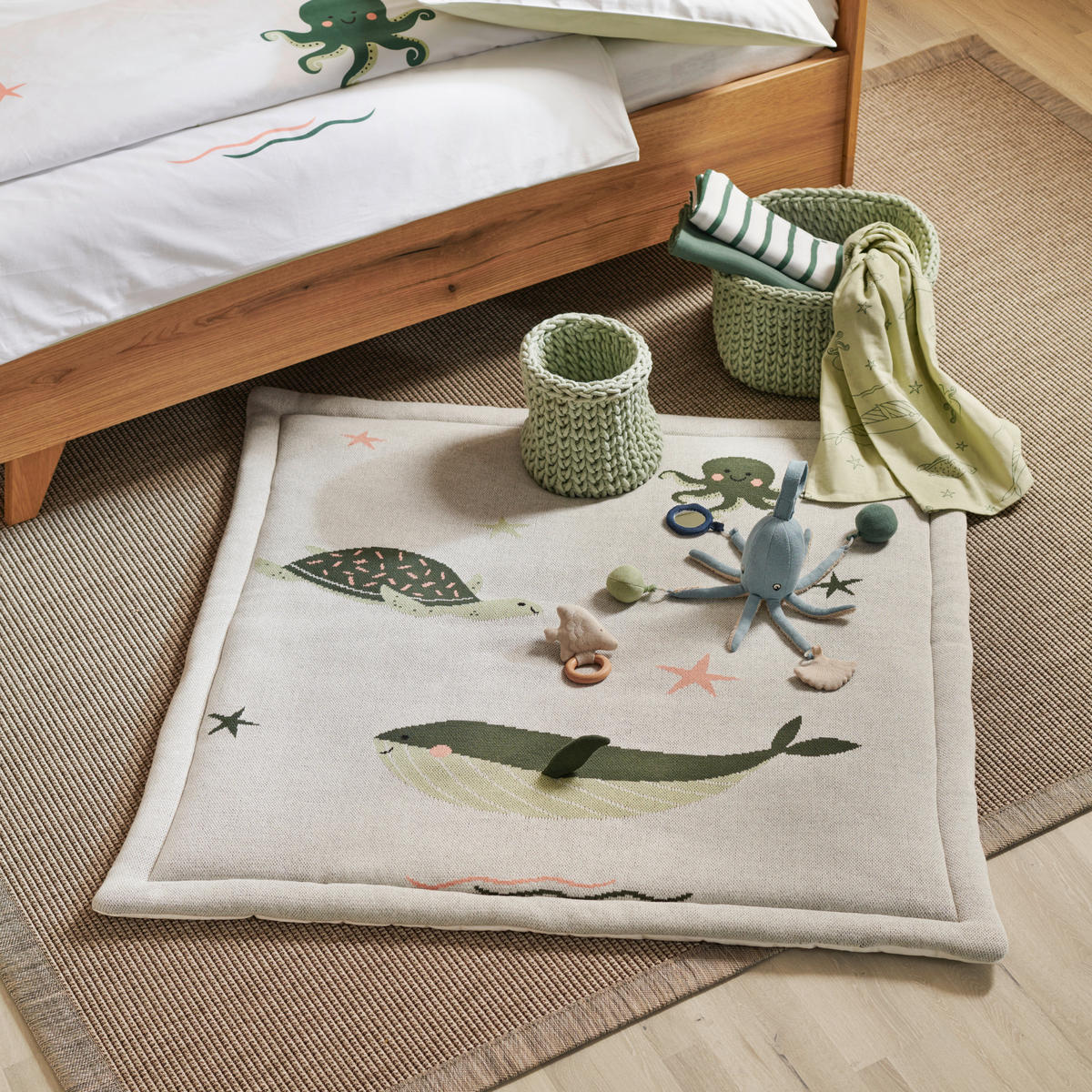 KRABBELDECKE 100/100 cm  - Grün, Trend, Textil (100/100cm) - Avelia