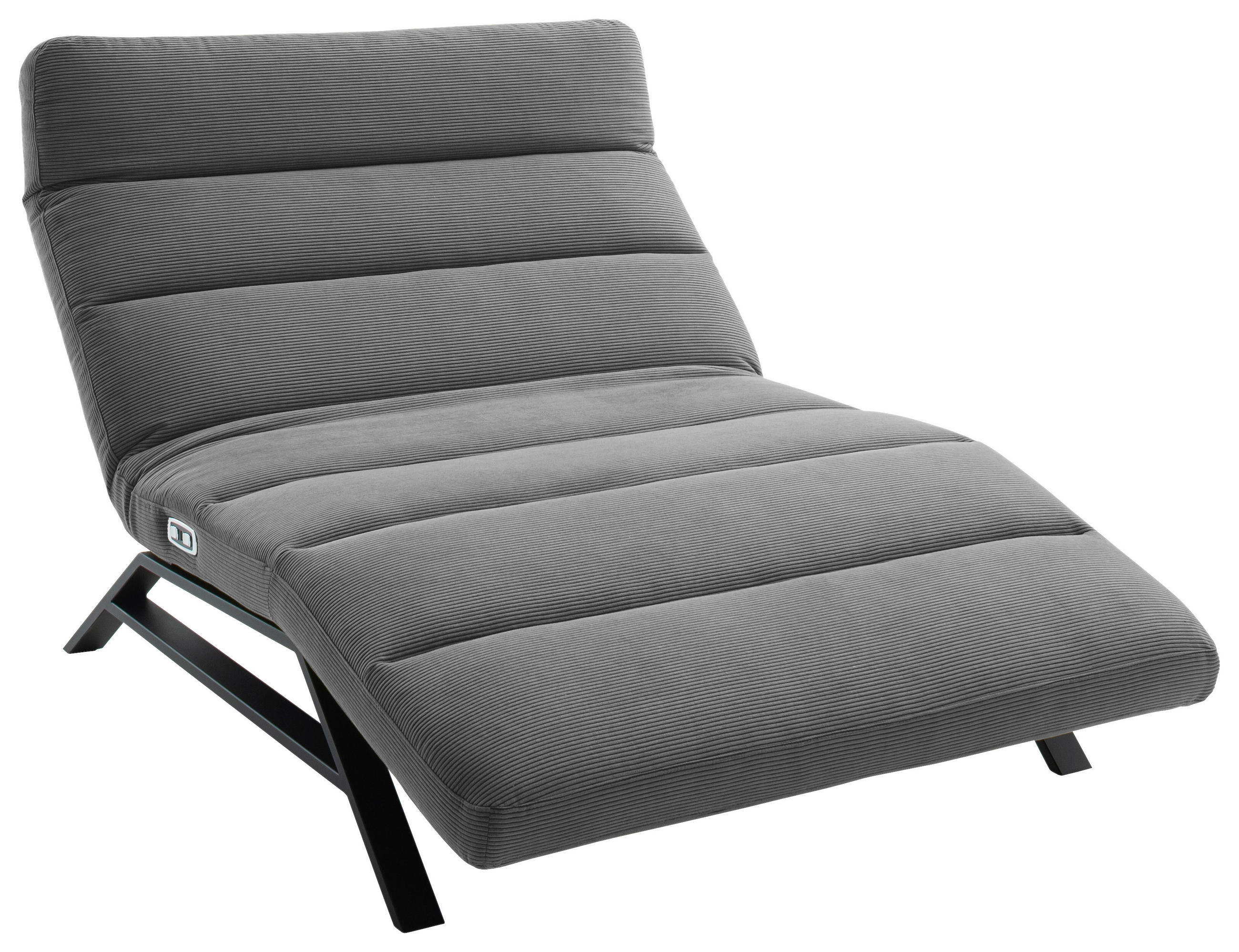 RELAXLIEGE in Feincord Grau  - Schwarz/Grau, Design, Textil/Metall (120/54-113/158-198cm) - Pure Home Lifestyle