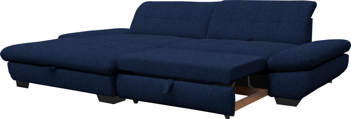 ECKSOFA in Mikrofaser Blau  198/290 cm  - Blau/Schwarz, Design, Textil/Metall (198/290cm) - Xora