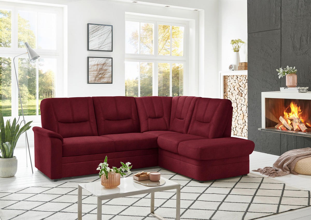 ECKSOFA  in Chenille Rot  235/185 cm  - Rot/Schwarz, KONVENTIONELL, Kunststoff/Textil (235/185cm) - Beldomo Comfort
