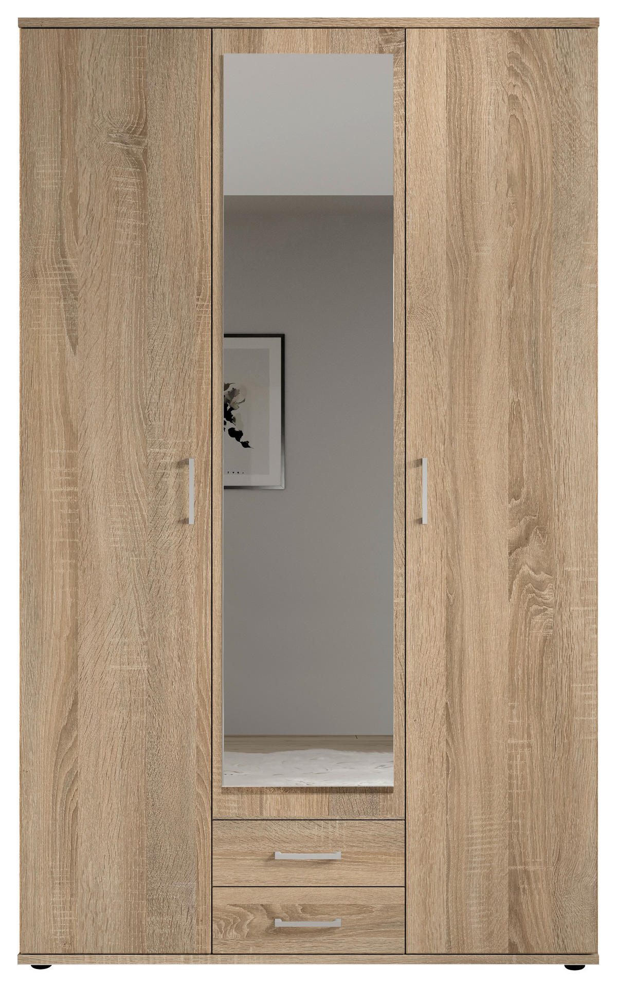OMARA ZA OBLAČILA, hrast sonoma  - barve aluminija/hrast sonoma, Konvencionalno, umetna masa/steklo (120/196/53,5cm) - Carryhome