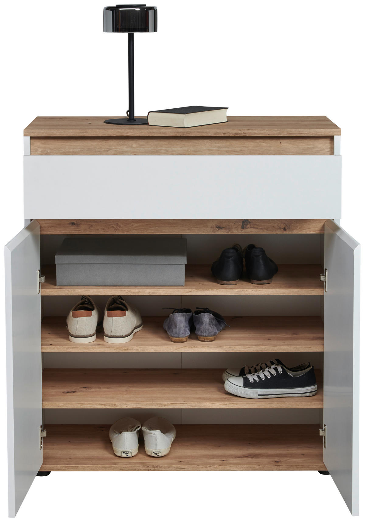 KOMODA, bela, hrast artisan  - bela/hrast artisan, Moderno, leseni material (80/93/38cm) - Carryhome