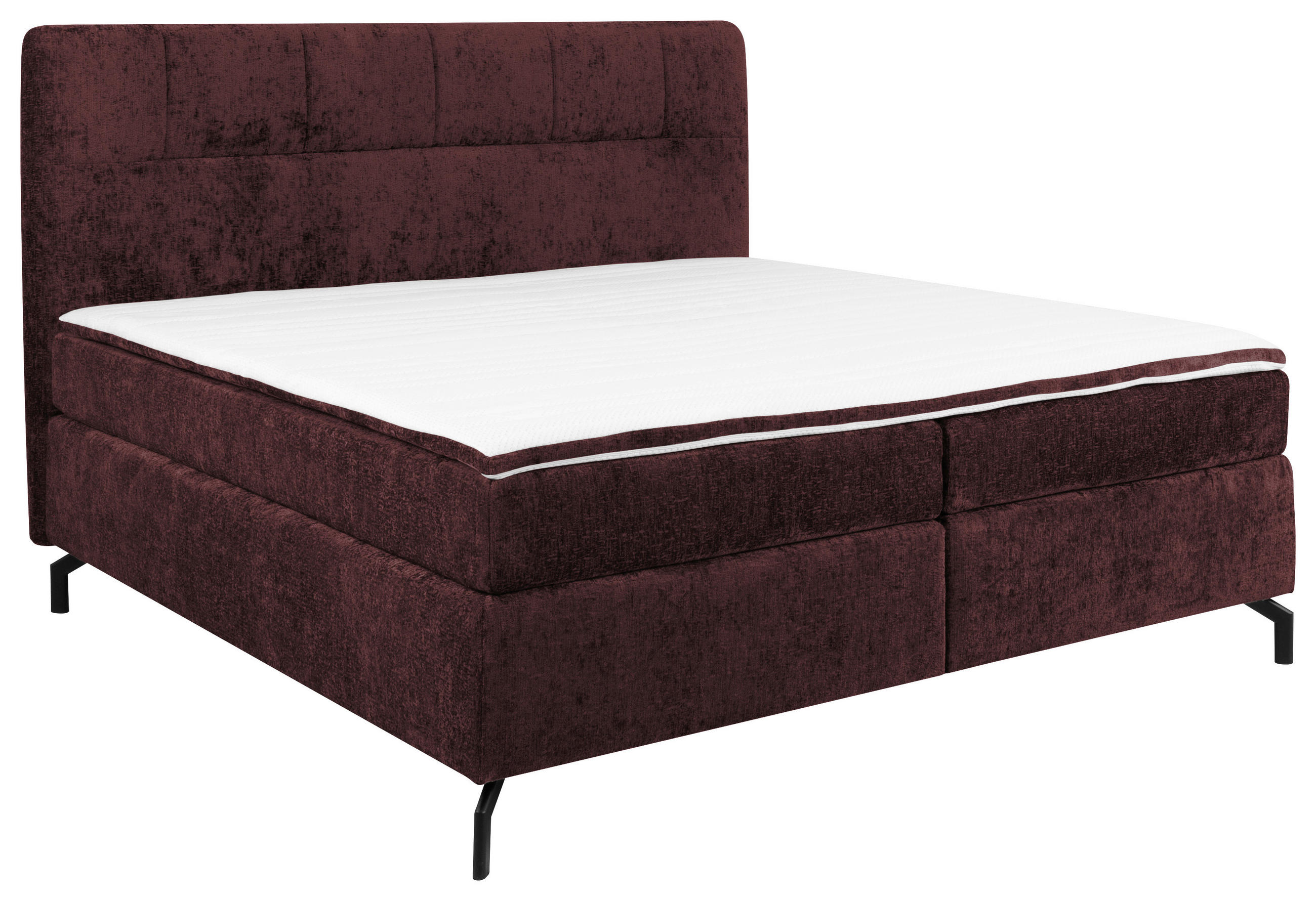 BOXSPRINGBETT 160/200 cm  in Dunkelrot  - Schwarz/Dunkelrot, Design, Textil/Metall (160/200cm) - Esposa