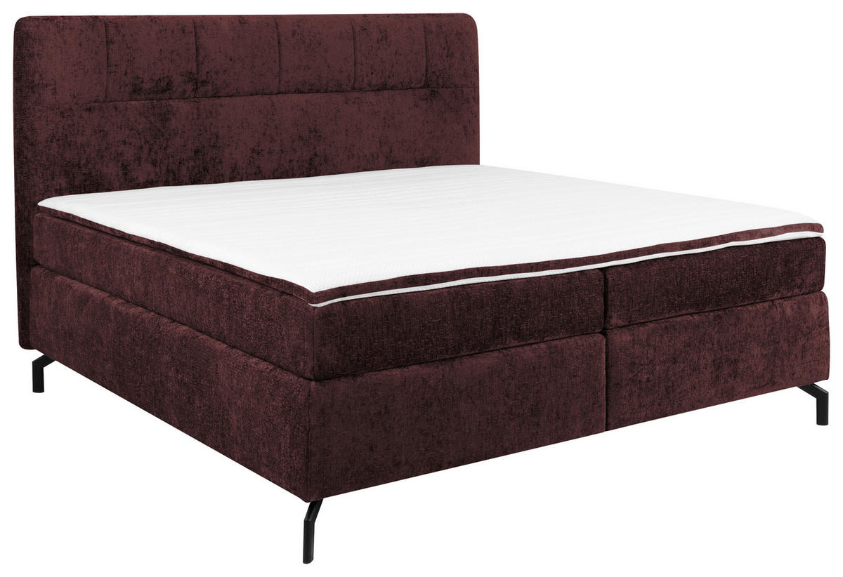 BOXSPRINGBETT 160/200 cm  in Dunkelrot  - Schwarz/Dunkelrot, Design, Textil/Metall (160/200cm) - Esposa