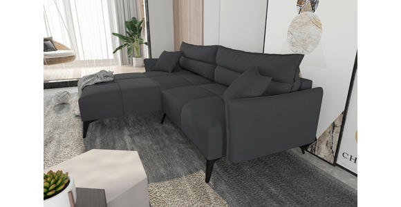 ECKSOFA in Cord Dunkelgrau  180/253 cm  - Dunkelgrau/Schwarz, KONVENTIONELL, Textil/Metall (180/253cm) - Carryhome