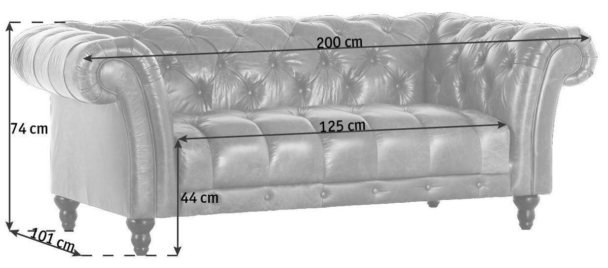 CHESTERFIELD-SOFA in Echtleder Currygelb  - Currygelb/Dunkelbraun, Lifestyle, Leder/Holz (200/74/101cm) - Livetastic