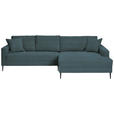ECKSOFA Blau Cord  - Blau/Schwarz, KONVENTIONELL, Textil/Metall (276/173cm) - Carryhome
