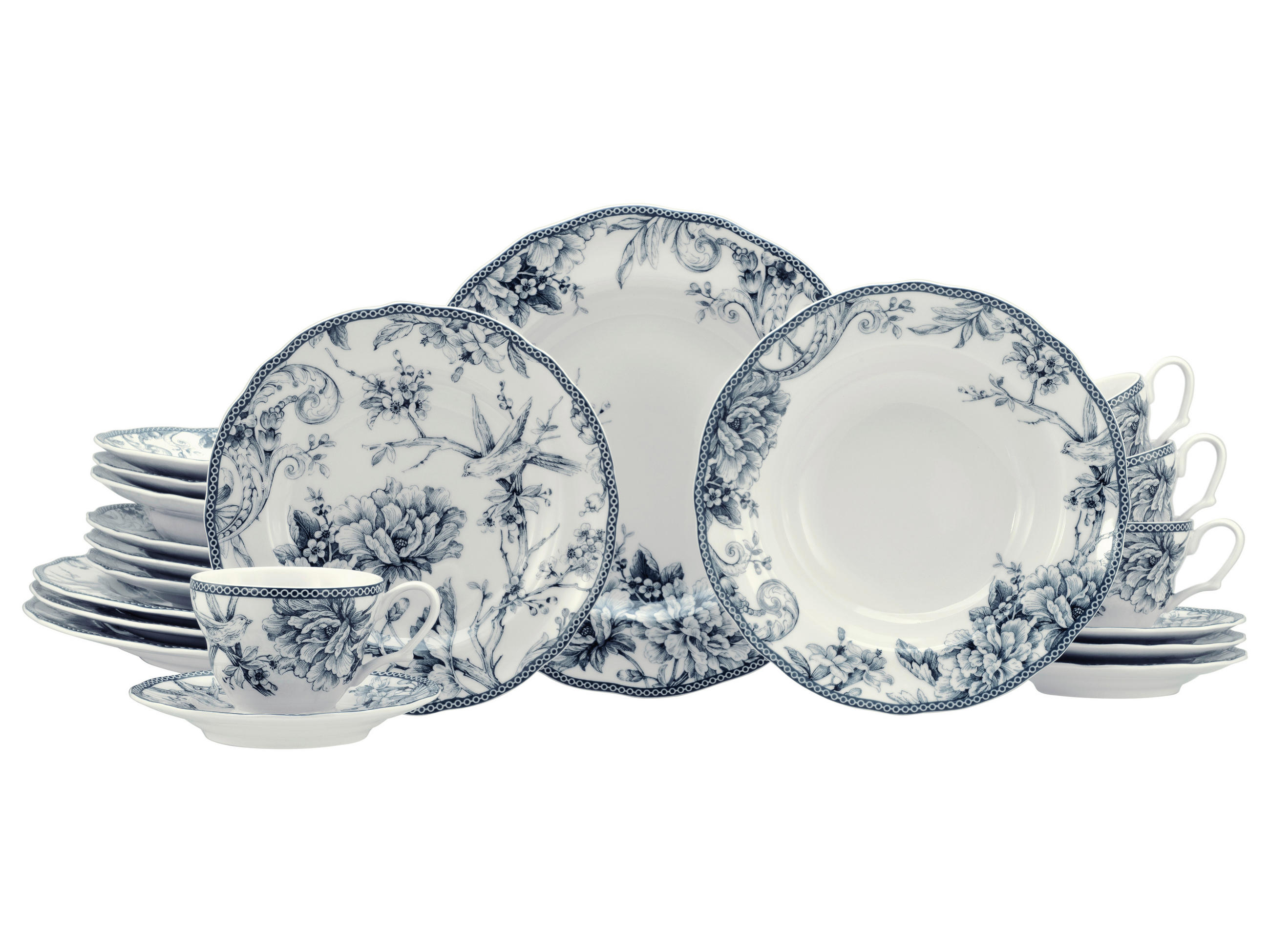 KOMBISERVICE Adelaide Blau 20-teilig  - Blau/Weiß, Basics, Keramik - Creatable