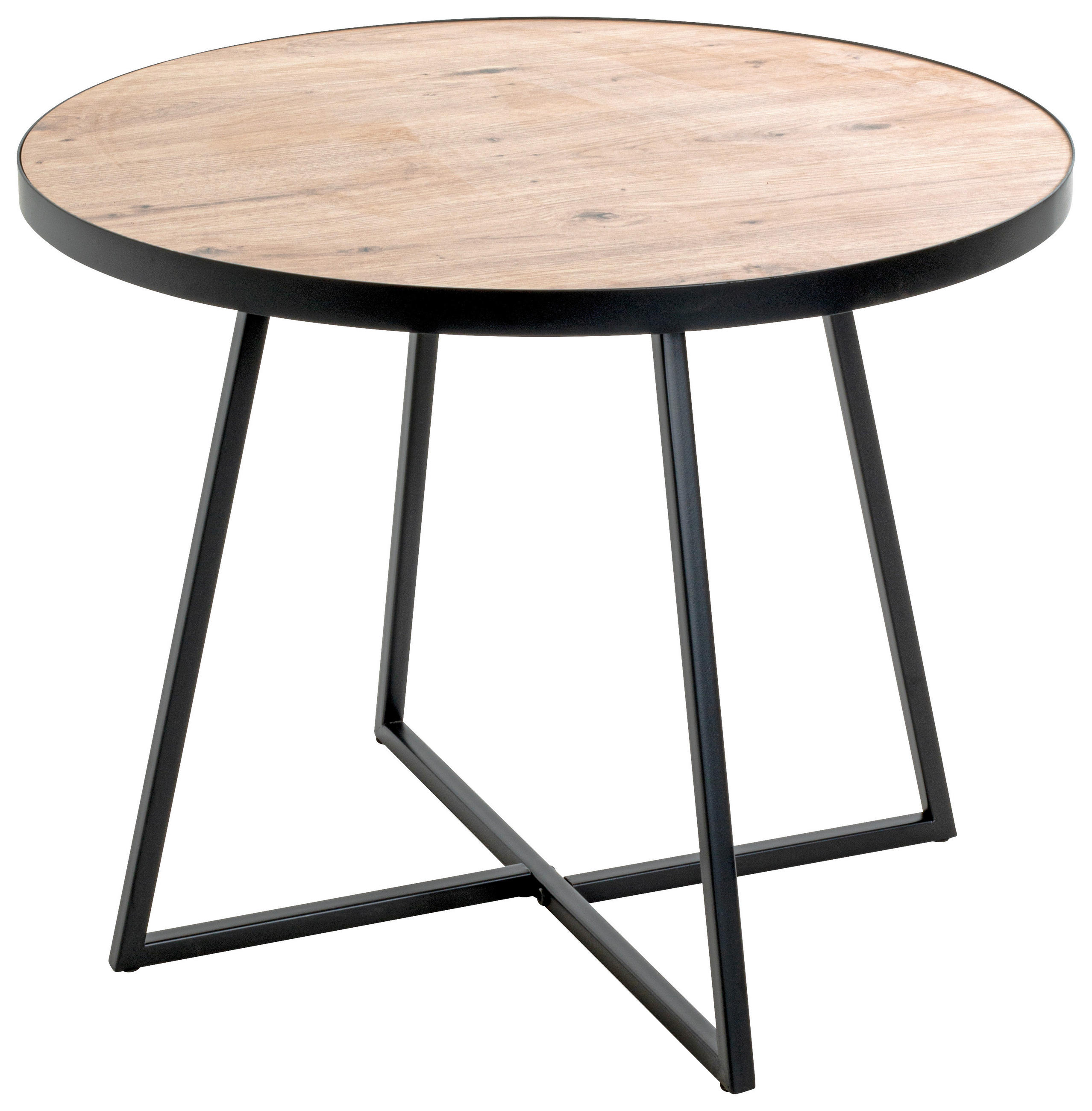 BEISTELLTISCH 60/60/48 cm Schwarz, Eichefarben rund  - Eichefarben/Schwarz, Design, Holzwerkstoff/Metall (60/60/48cm)