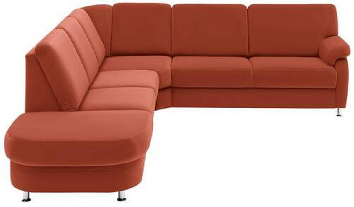 ECKSOFA Terracotta Flachgewebe  - Terracotta/Alufarben, KONVENTIONELL, Textil/Metall (287/269cm) - Beldomo System