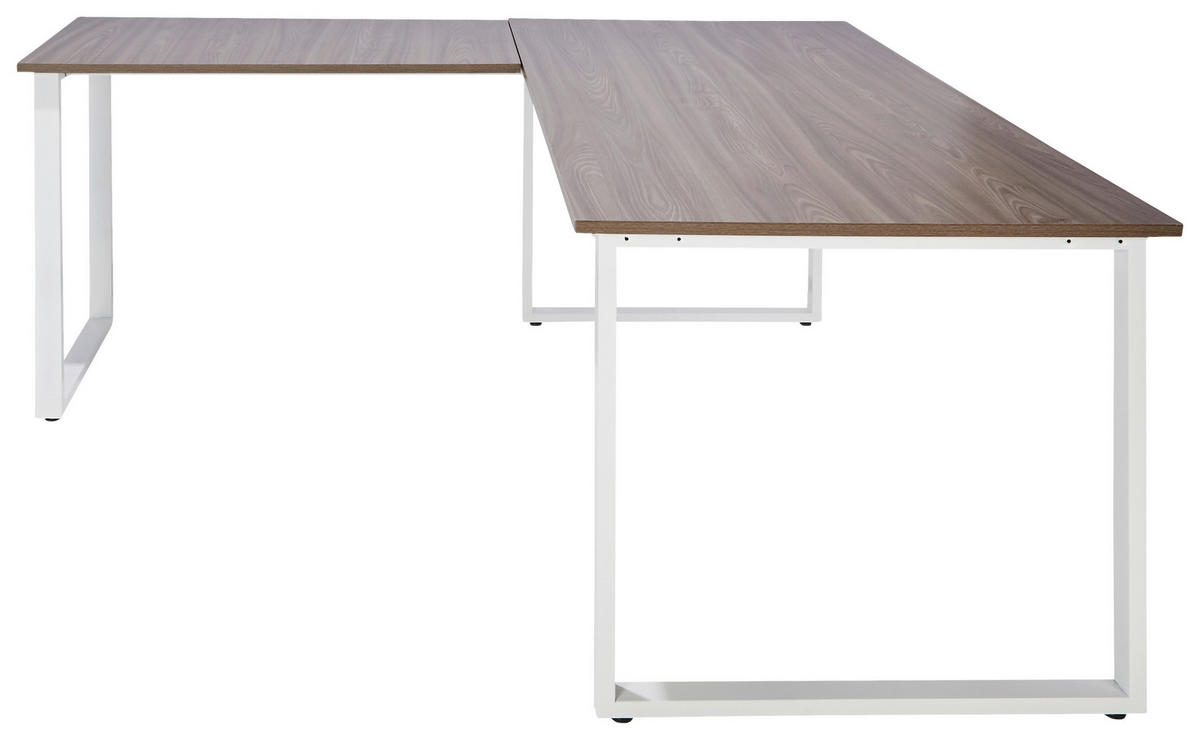 ECKSCHREIBTISCH 180/180/75,5 cm  in Grau, Weiß  - Weiß/Grau, Basics, Holzwerkstoff/Metall (180/180/75,5cm) - MID.YOU