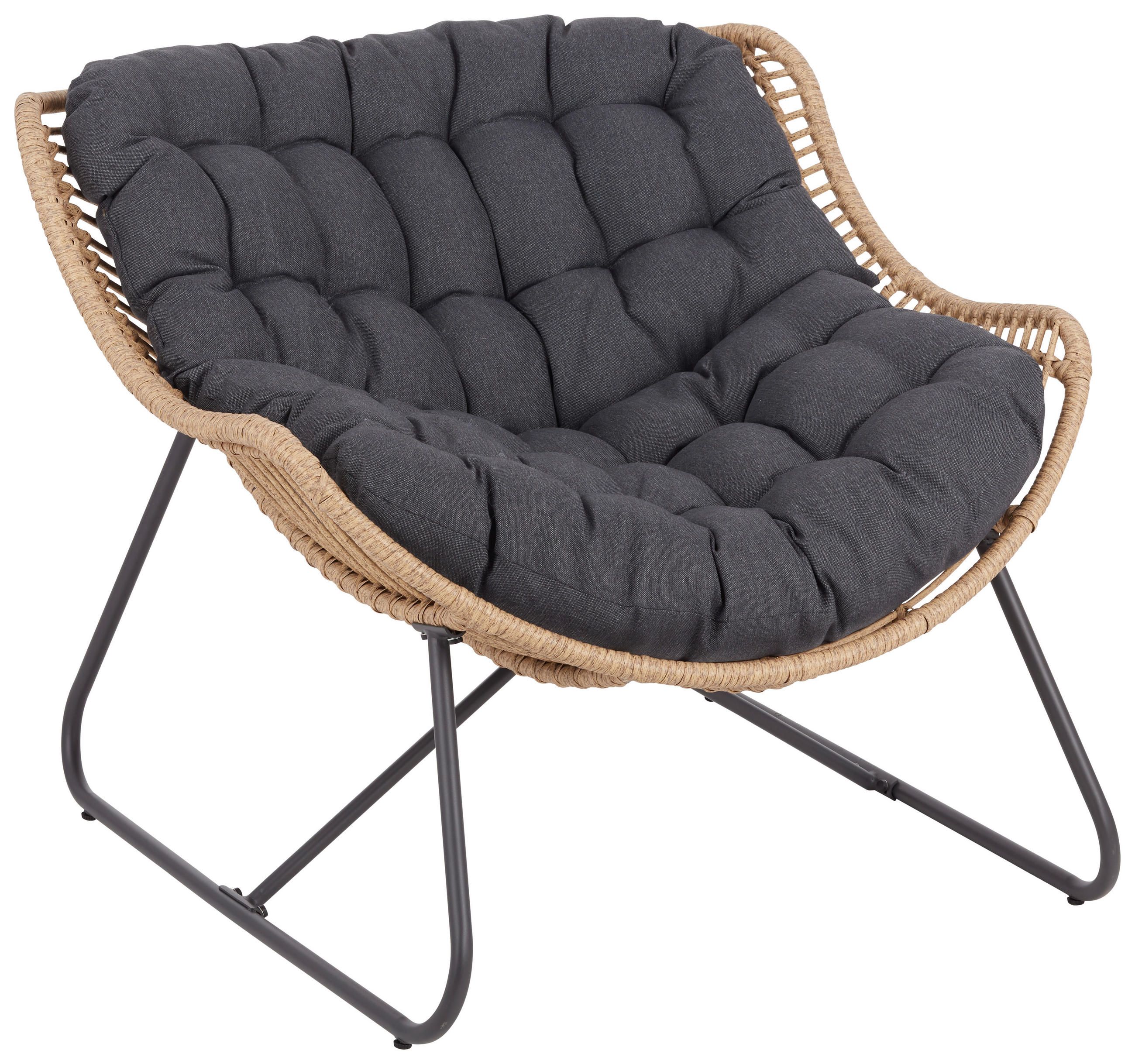 GARTENSESSEL Stahl Anthrazit, Dunkelgrau, Hellbraun  - Hellbraun/Dunkelgrau, KONVENTIONELL, Kunststoff/Textil (97/83,5/110,5cm) - Ambia Garden