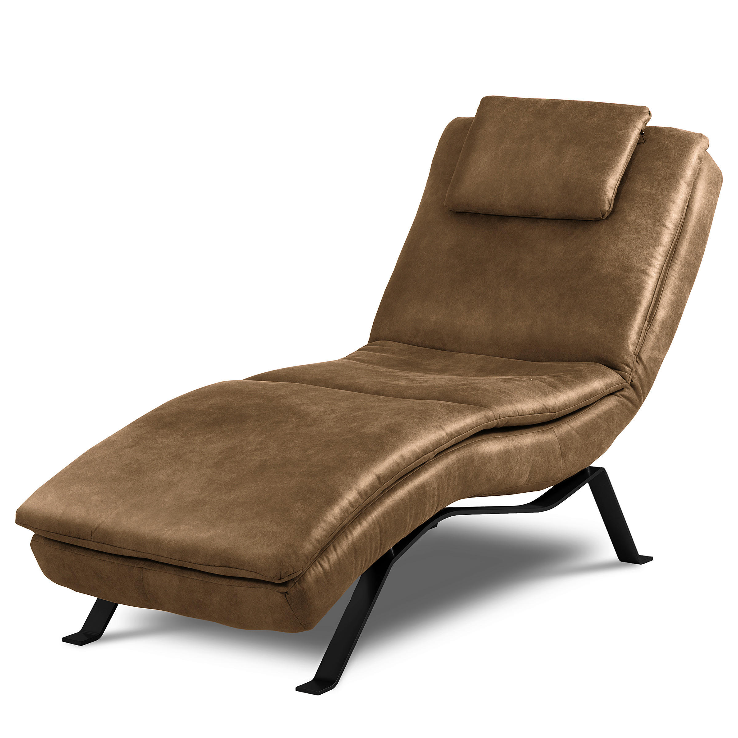 RELAXLIEGE in Echtleder Braun  - Schwarz/Braun, Design, Leder/Metall (65/95/171cm) - Celina Home