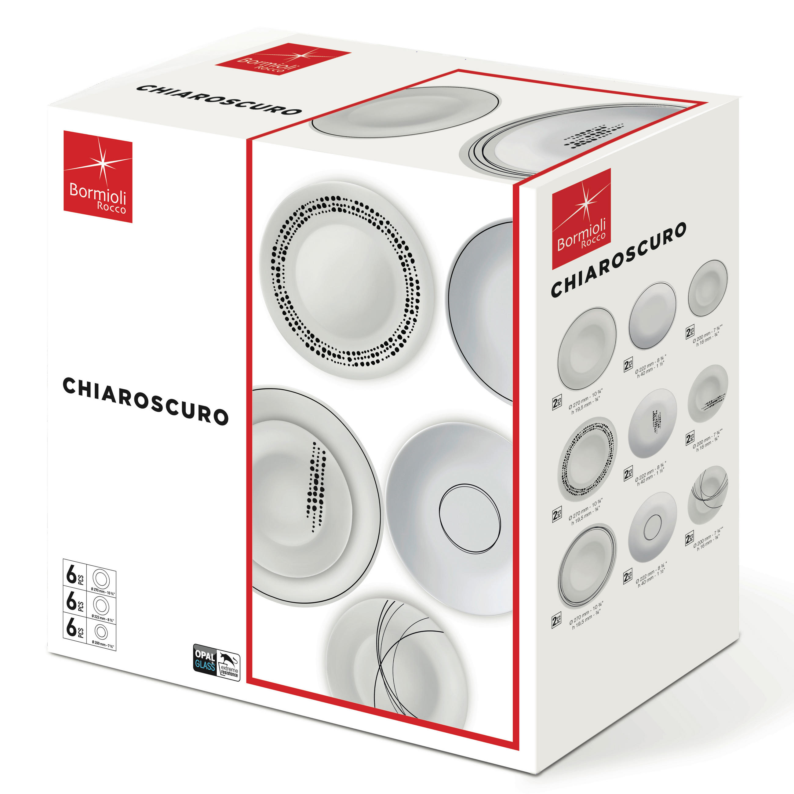 ASZTALI ÉTKÉSZLET 18 részes  - fekete/fehér, Basics, Üveg (7.5kg)