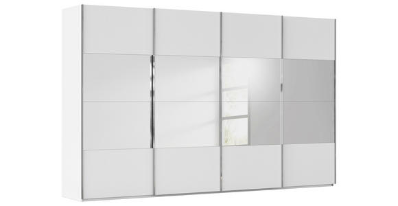 SCHWEBETÜRENSCHRANK 361/223/68 cm 4-türig Weiß  - Chromfarben/Weiß, Design, Glas/Holzwerkstoff (361/223/68cm) - Novel