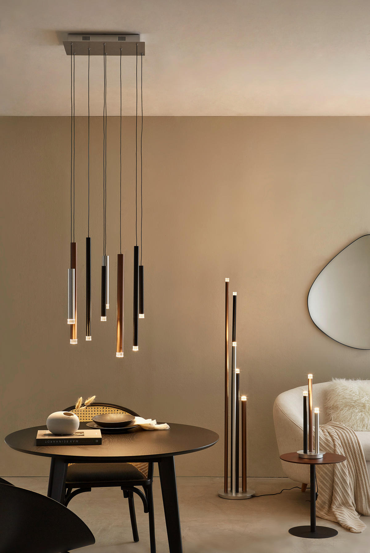 LED-HÄNGELEUCHTE 40/25/180 cm  - Schwarz/Alufarben, Design, Kunststoff/Metall (40/25/180cm) - Brilliant