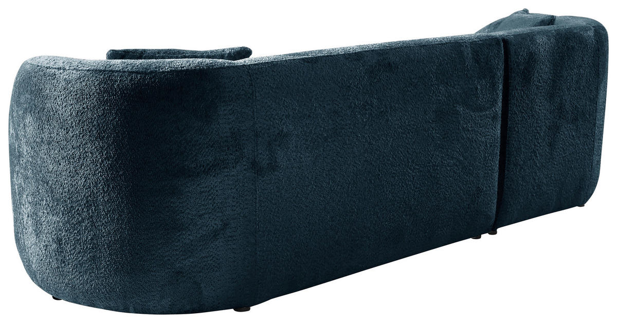 ECKSOFA in Bouclé Blau  - Blau/Schwarz, Design, Kunststoff/Textil (143/264cm) - MID.YOU