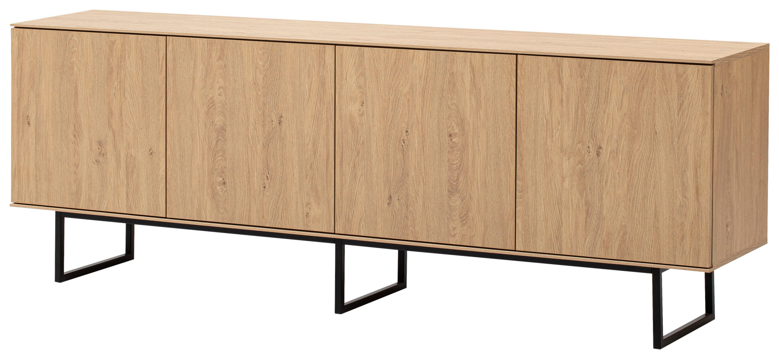 LOWBOARD  in 200/70/40 cm  - Eichefarben/Schwarz, Design, Holzwerkstoff/Metall (200/70/40cm) - Modante