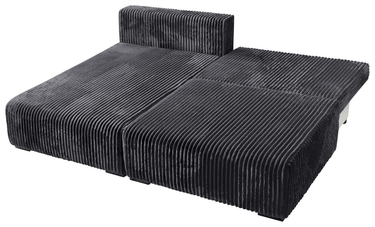ECKSOFA in Cord Schwarz  - Schwarz, Modern, Holz/Textil (145/210cm) - MID.YOU