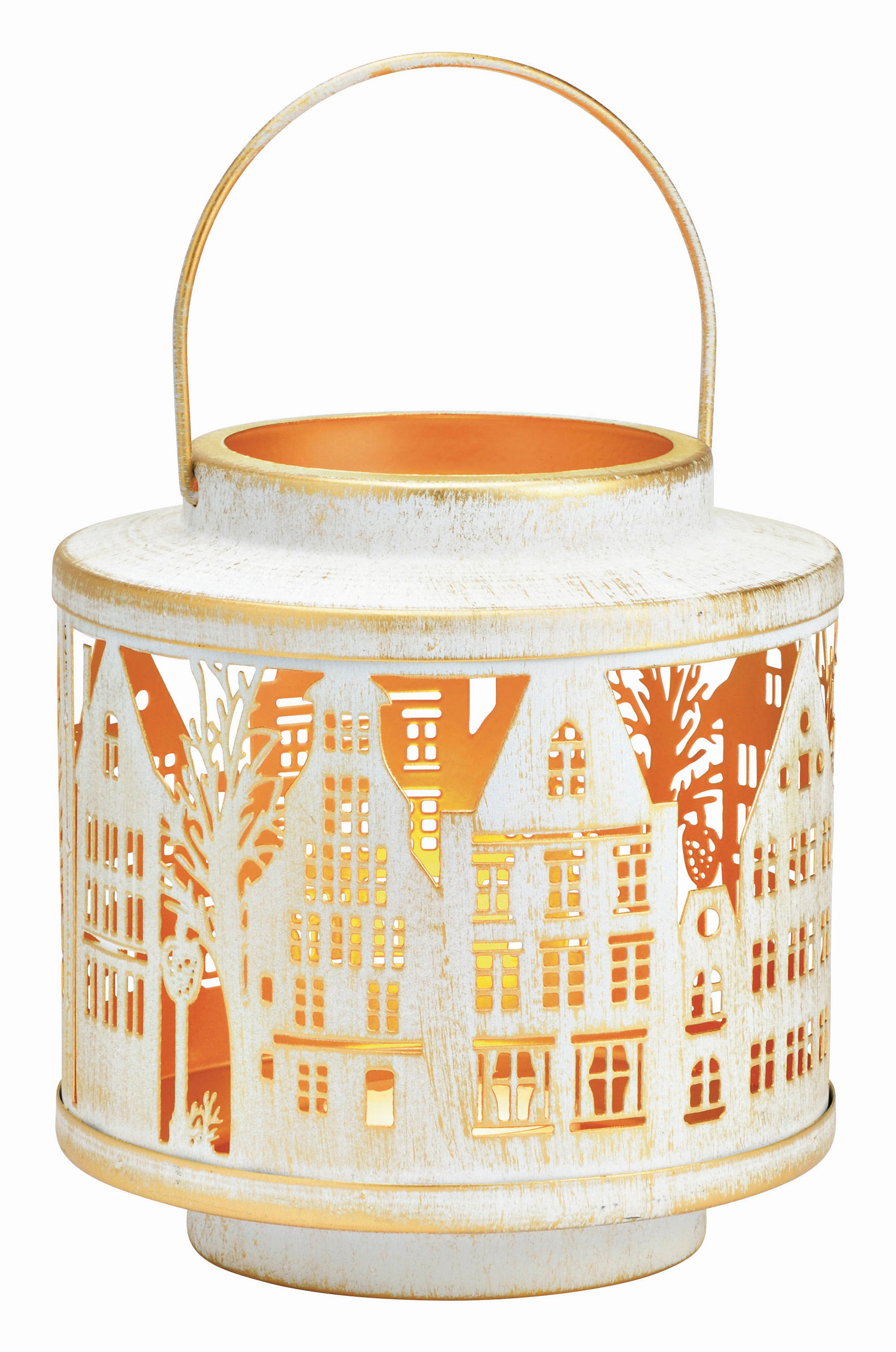 LATERNENHAUS  - Weiß, Basics, Metall (17,0/18,0/17,0cm) - X-Mas