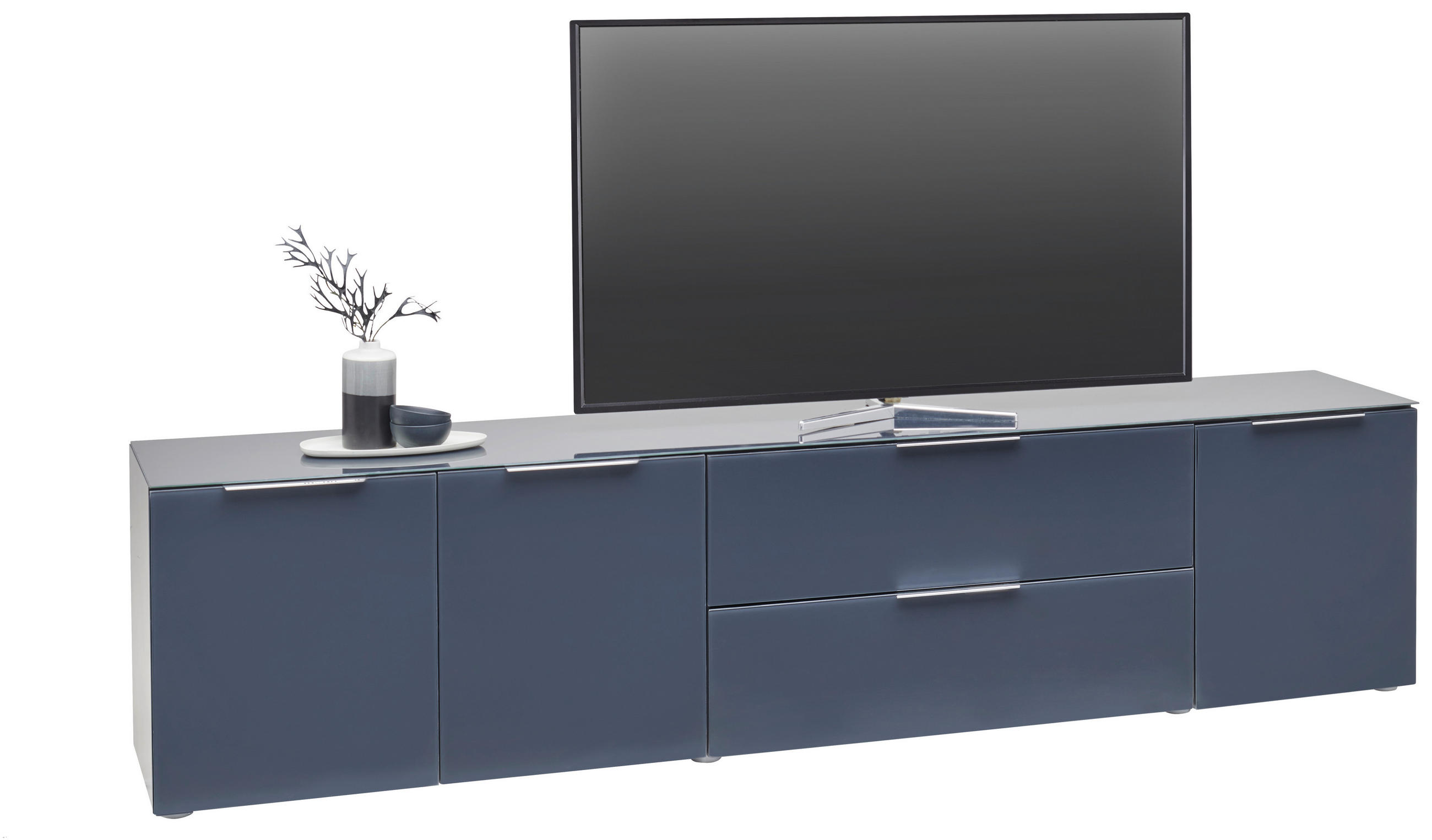 LOWBOARD  in 225/54/42 cm  - Anthrazit/Alufarben, Design, Glas/Holzwerkstoff (225/54/42cm) - Voleo