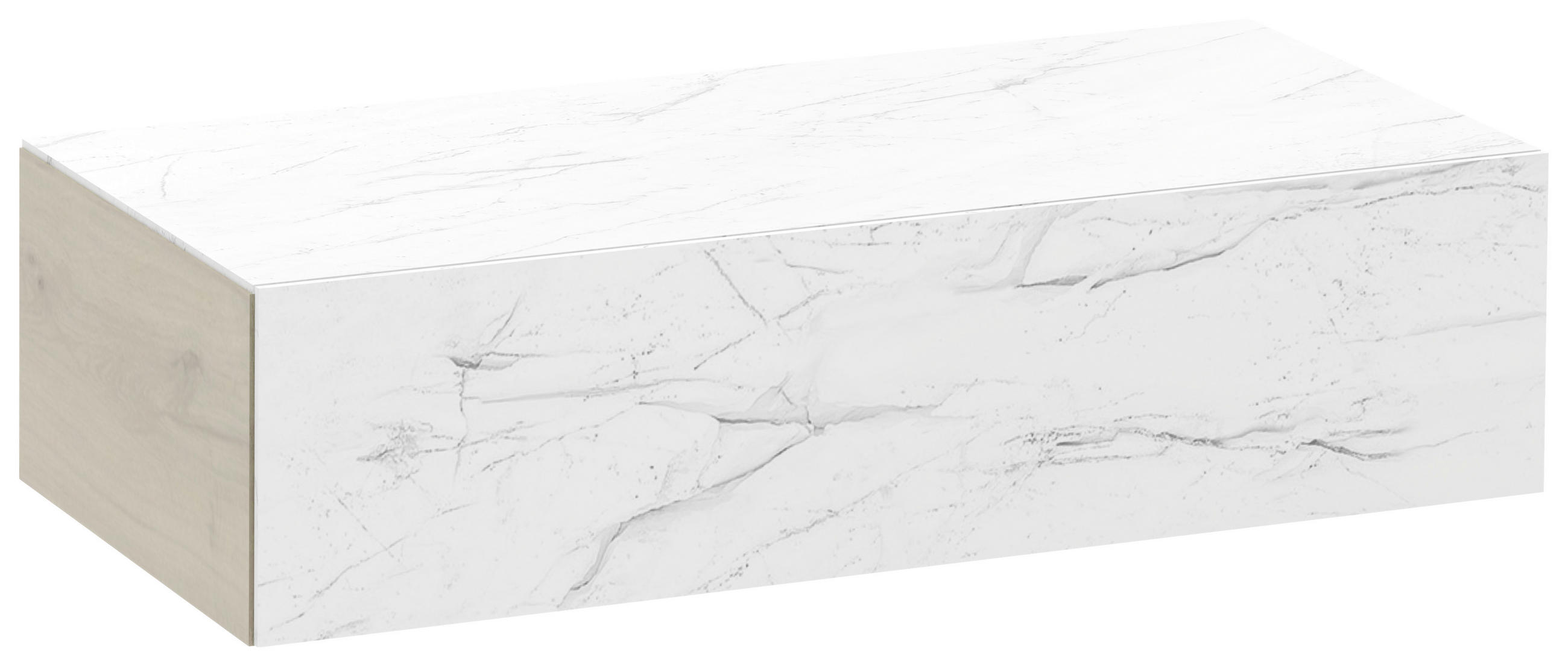 HÄNGEELEMENT in Weiss, Eichefarben   - Weiss/Eichefarben, Natur, Glas/Holz (96/24/42,6cm) - Voglauer