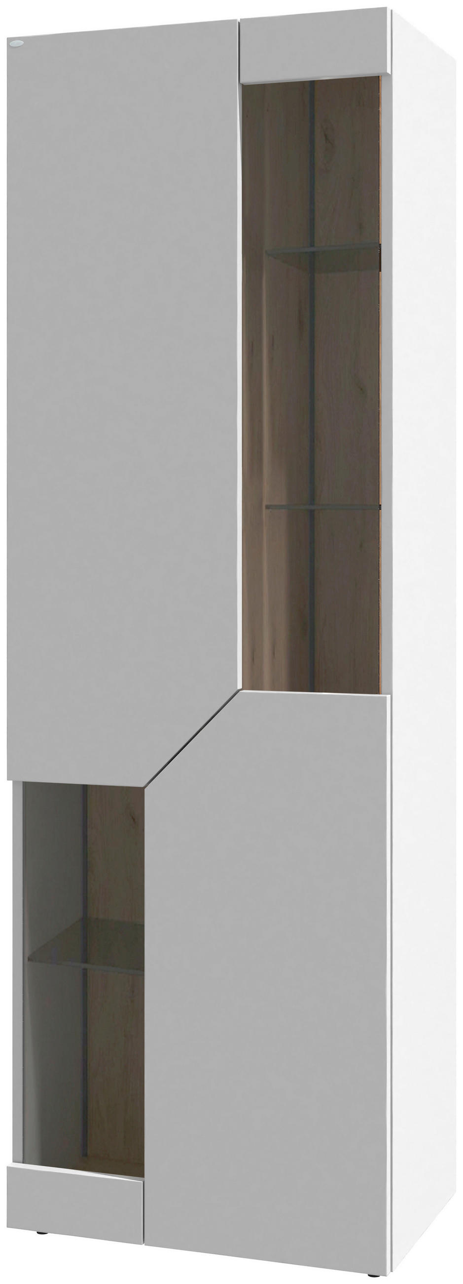 VITRINE  in furniert, mehrschichtige Massivholzplatte (Tischlerplatte), teilmassiv Wildeiche Weiß, Wildeiche - Wildeiche/Weiß, Design, Glas/Holz (64/194/43cm) - Voglauer